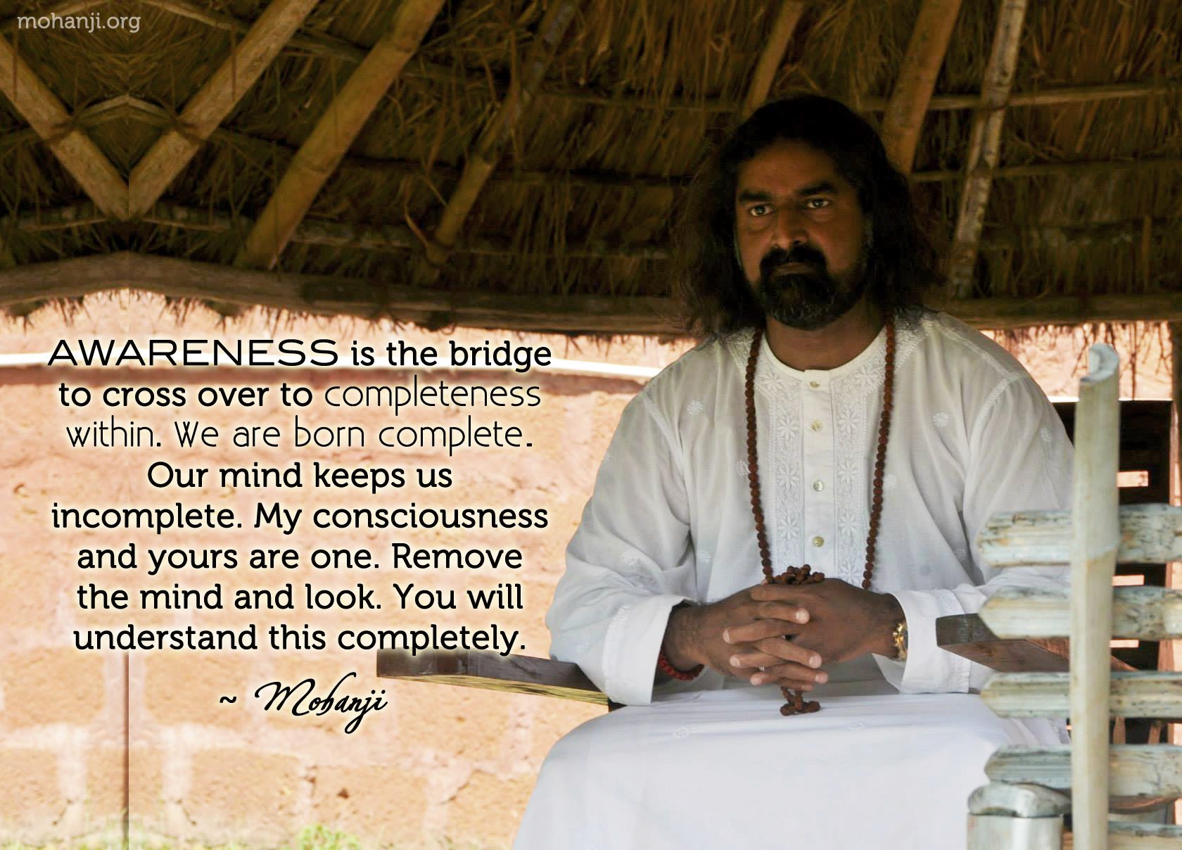 Mohanji quote Awareness is the bridge to completeness within