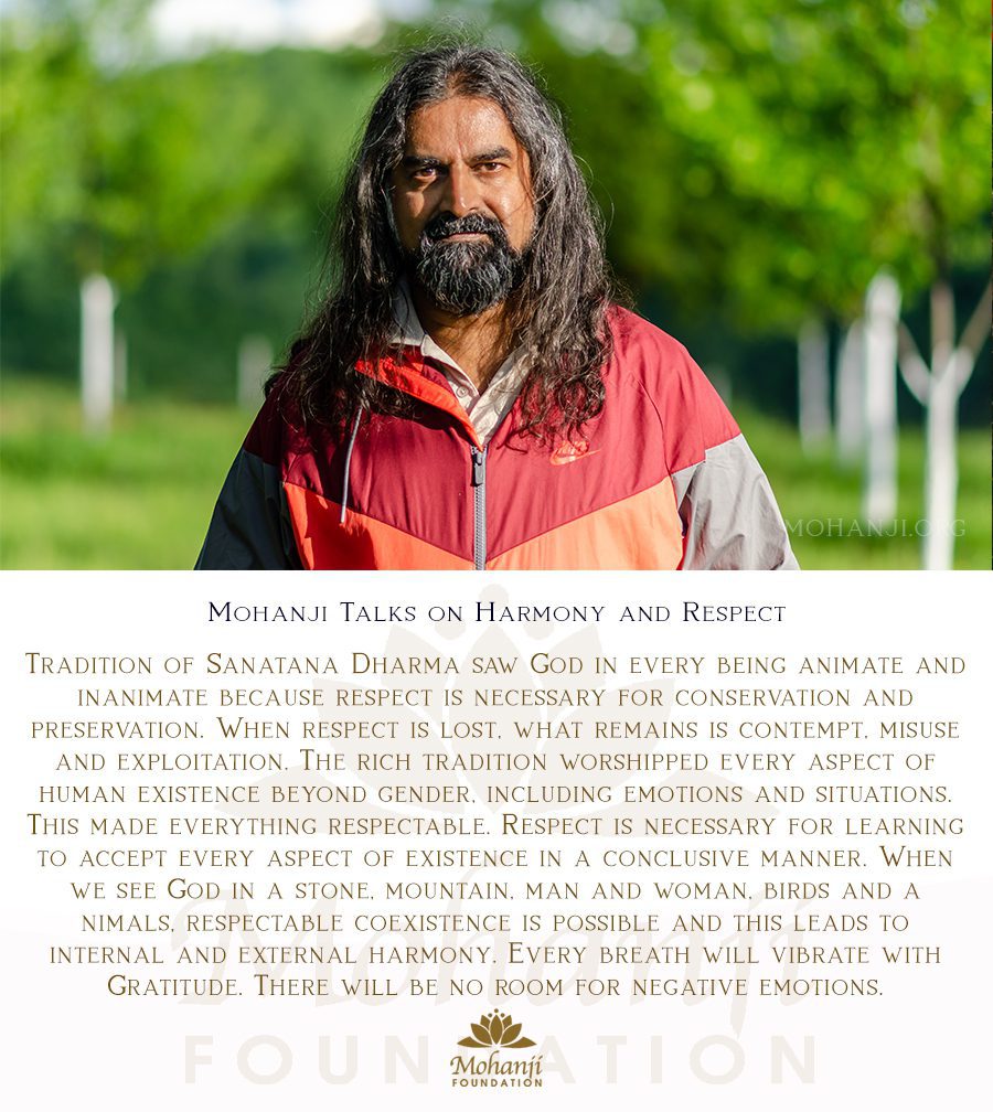 Mohanji quote - Harmony and respect, sanatana dharma