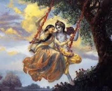 Radha and Krishna on a swing